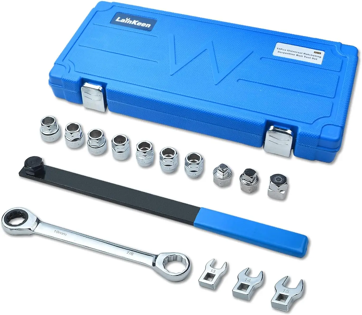 

Набор инструментов для змеевой ленты с храповым механизмом, 15 предметов, с реверсивным гаечным ключом и торцевыми адаптерами