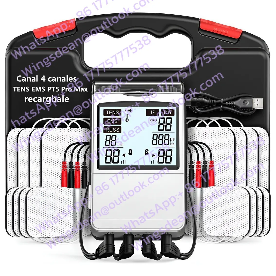New 60-mode TENS Muscle Stimulator Four-channel DIY FM Four-in-one Massager with Knob