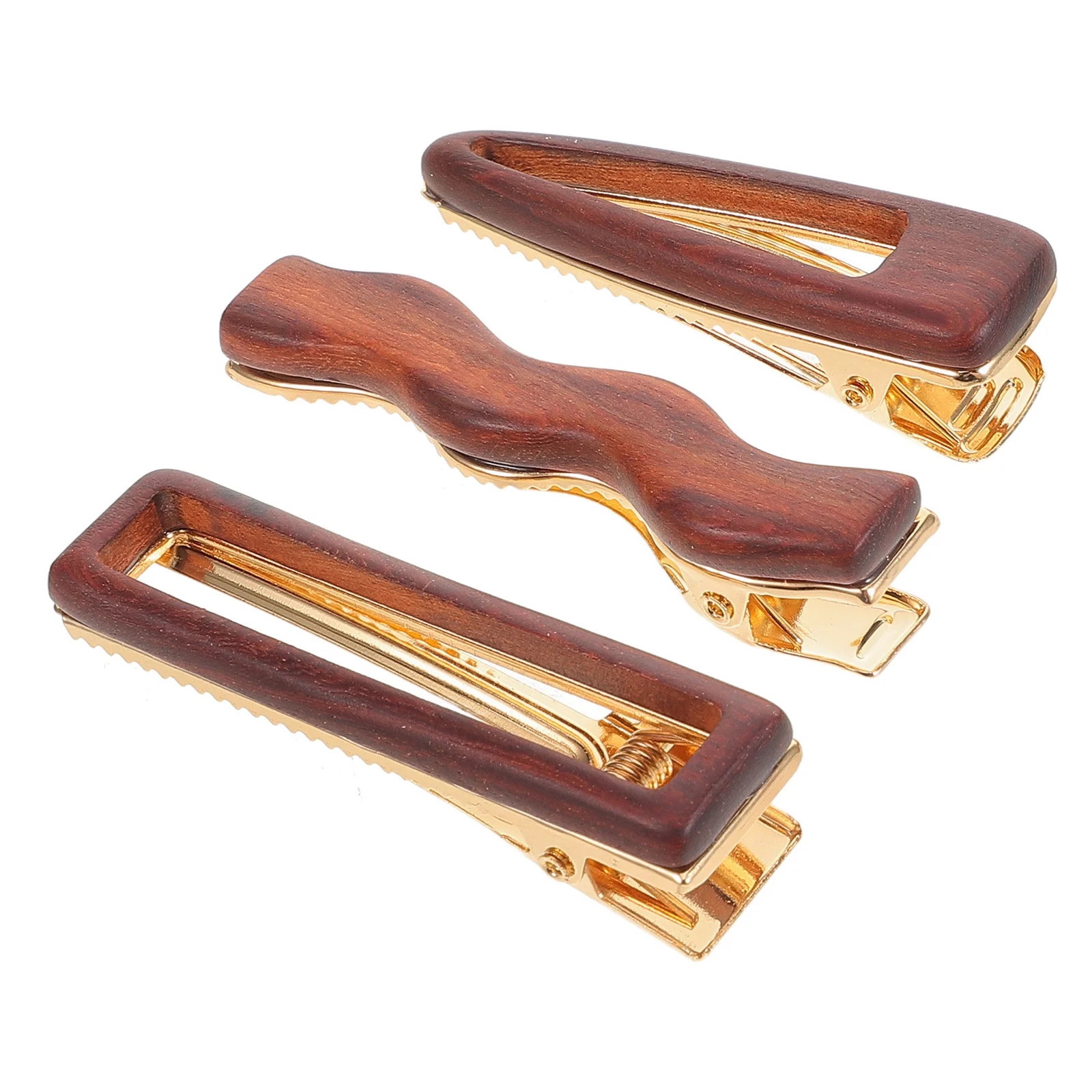 

3Pcs Wooden Duckbill Hair Clips Minimalist Design Elegant Side Bang Barrettes Chinese Style Hair Accessories for Party Festival