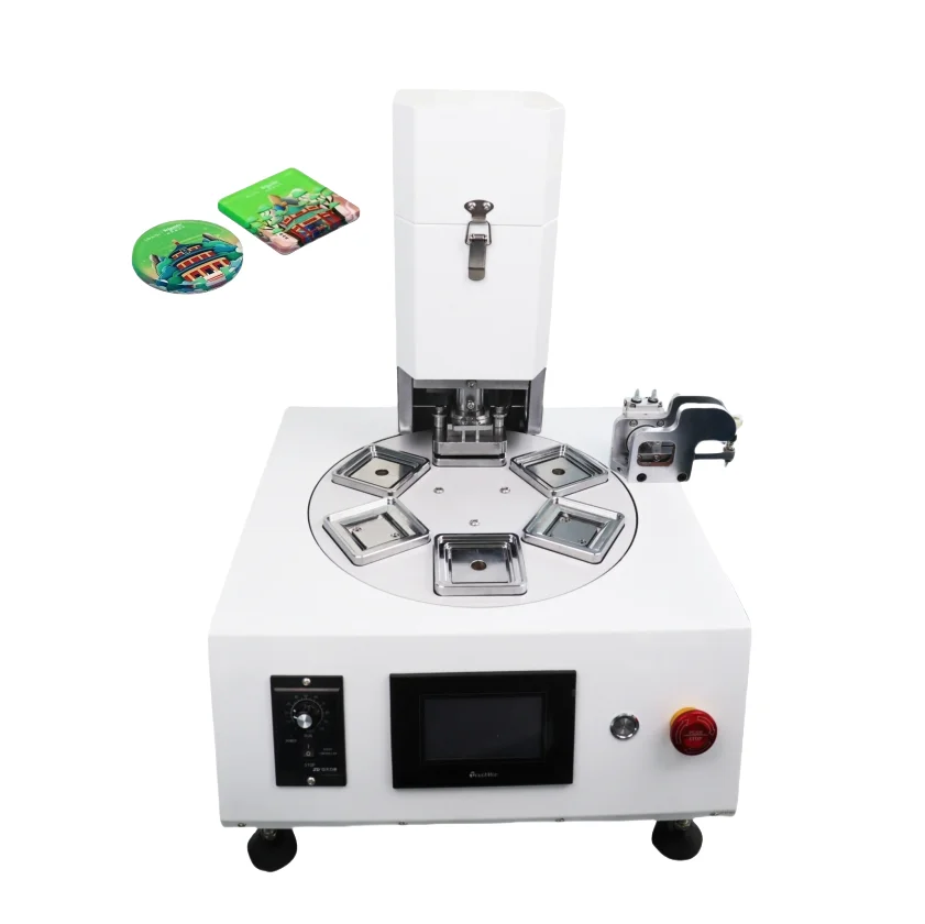 Refrigerator Stickers Pneumatic Electric 50X50mm Button Maker Kit Refrigerator Pasting Machine Paper Cutter 1000Pcs Consumables