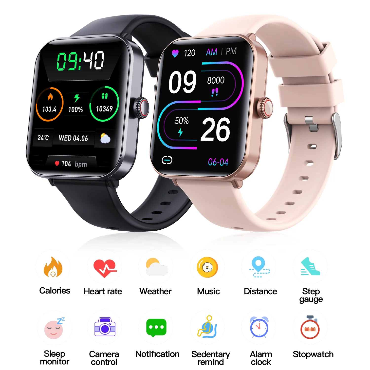 F57pro Blood Pressure Blood Oxygen Heart Rate Monitoring Female Physiological Period Bluetooth Call Smartwatch For Men And Women