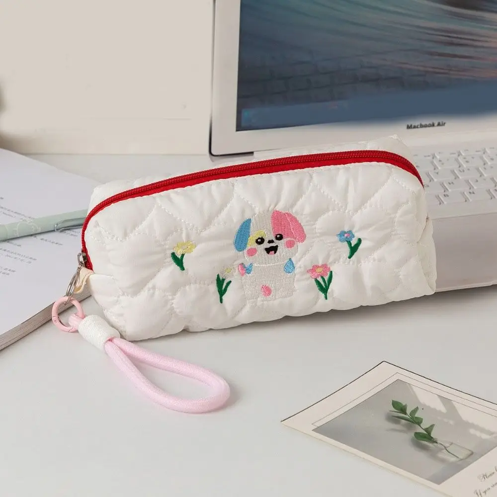 Embroidered Dog Dog Pen Bag Large Capacity With Pendant Rope Puppy Cosmetic Bag Ins Style Student Stationery Bag Children