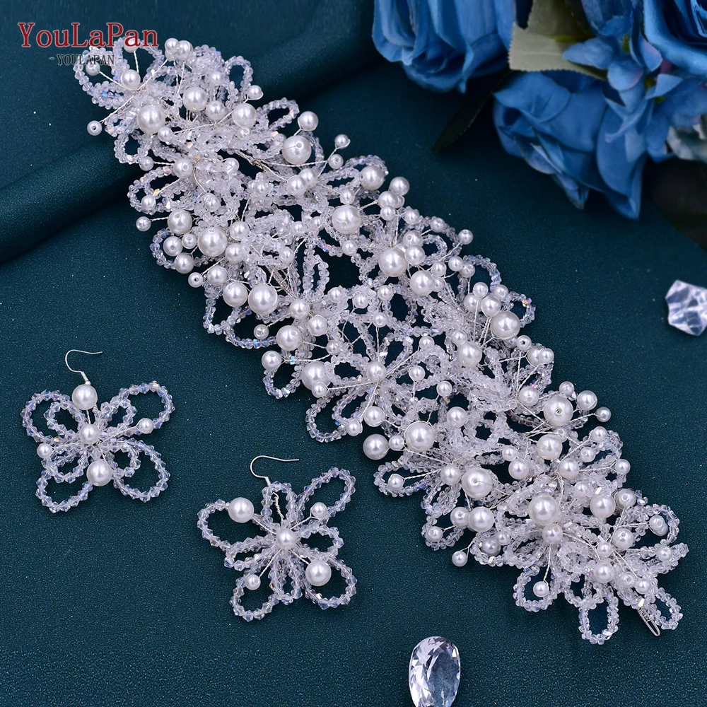 YouLaPan Pearl Bridal Tiara Wedding Headband Woman Hair Accessories Pageant Headwear Bride Headdress Hair Ornaments HP485