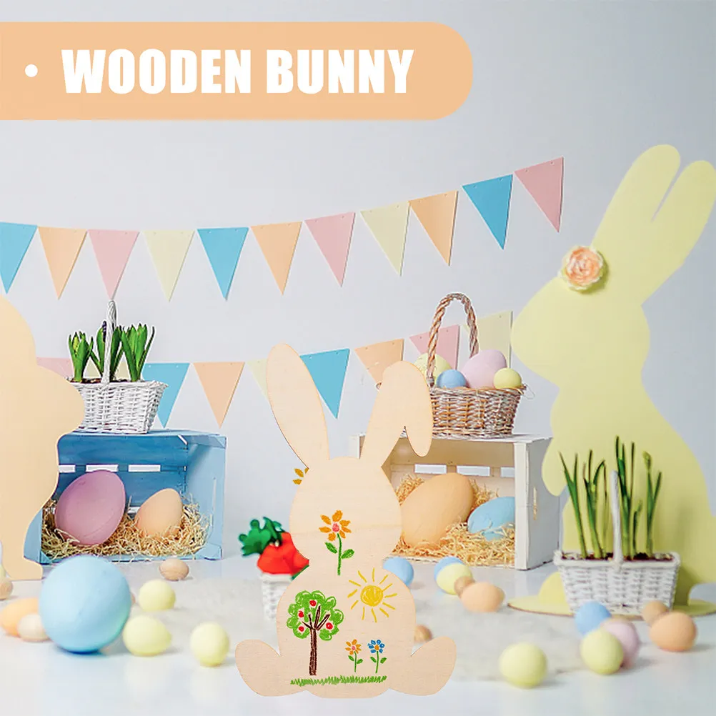 6Pcs Easter Cutouts Blank Smooth Wooden Slices for DIY Crafts Painting Holiday Easter Decorations Wedding Supplies