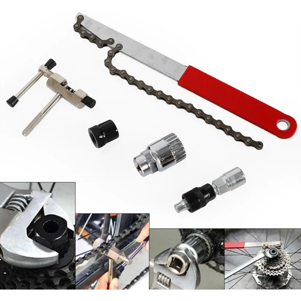 Bicycle Tool for Cassette Change, Bicycle Chain Whip, Gear Crank Puller Set, Bottom Bracket Repair, Centerlock Tool