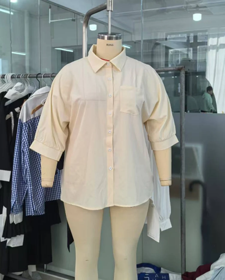 Plus-Size Damen Sommer Lässiges Einfarbiges Modisches Poloshirt, Damen Kurzarm-Oberteil, Lässige Jacke – Detail 5