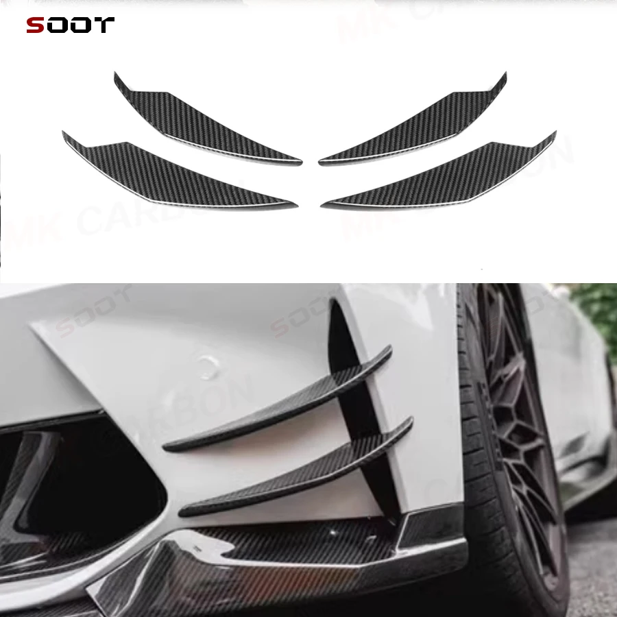 

For BMW G80 M3 G82 G83 M4 2021+ AC Style 4pcs/set Carbon Fiber Front Bumper Canards Splitters Spoiler Bodykit Side Fin Flaps