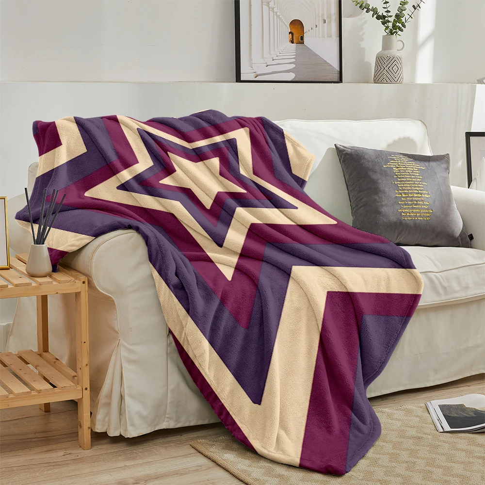 Burgundy Nested Stars Warm Flannel Fleece Blanket Thick Soft Cozy Throw Blanket for Winter Bed Couch Plush Bedspread