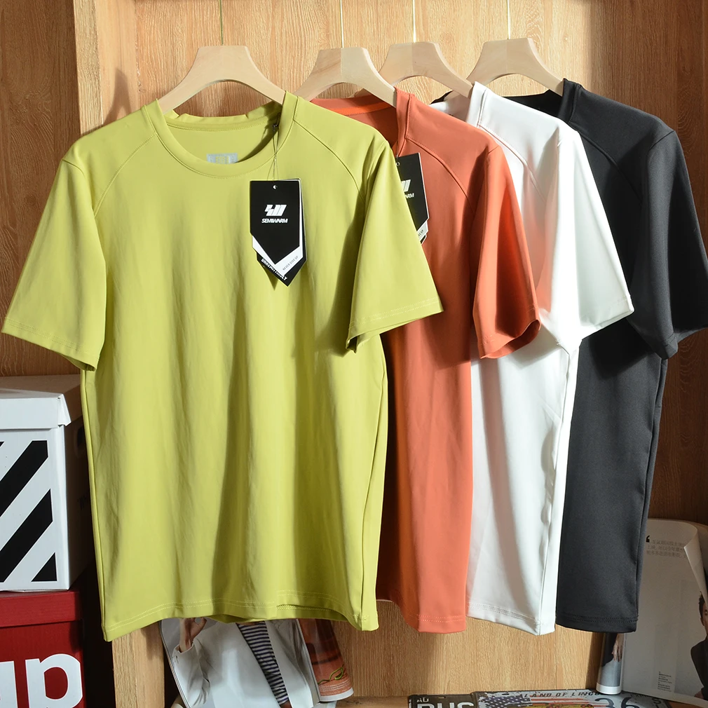 

Function Cool Sensation Breathable Punching Summer Men's Outdoor round Ne Elastic Qui Dry Sport Casual ort Sve T-i...