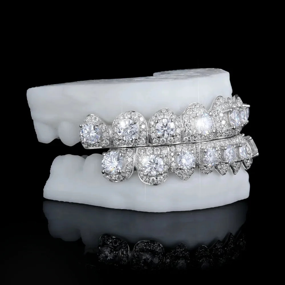 Big Stone Moissanite Honeycomb Inlaid Braces European And American Cross-border Hot-selling Grill GRILLZ