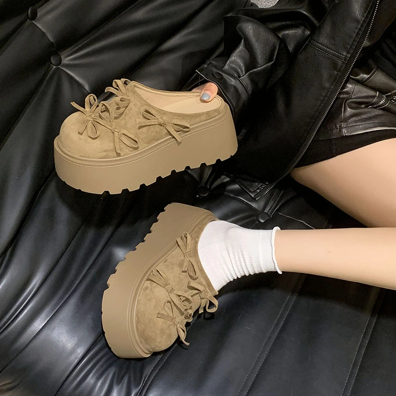 موضة تافه منصة زيادة باوتو نصف النعال للنساء 2025 الخريف جديد تنوعا حجم كبير النعال #6