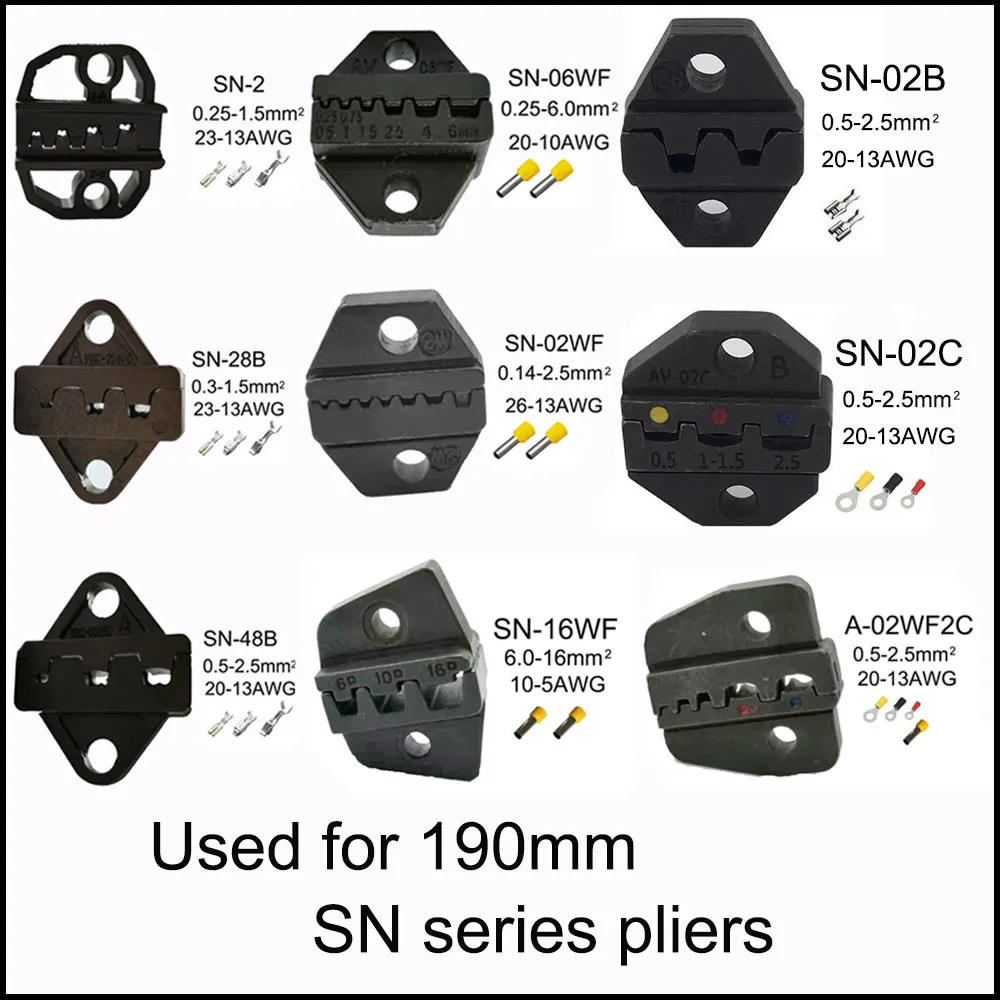 SN series plier jaws crimping tool 190mm SN-16WF SN-06WF SN-2 SN-28B SN-48B SN-02WF2C SN-02B SN-02C SN-02WF