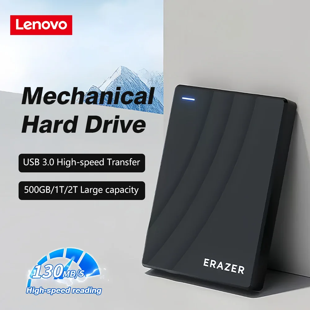Lenovo HDD Portable External Hard Drive 500GB/1TB USB 3.0 High Speed 150MB/s Storage Compatible for PC Laptops TV PS4 Xbox