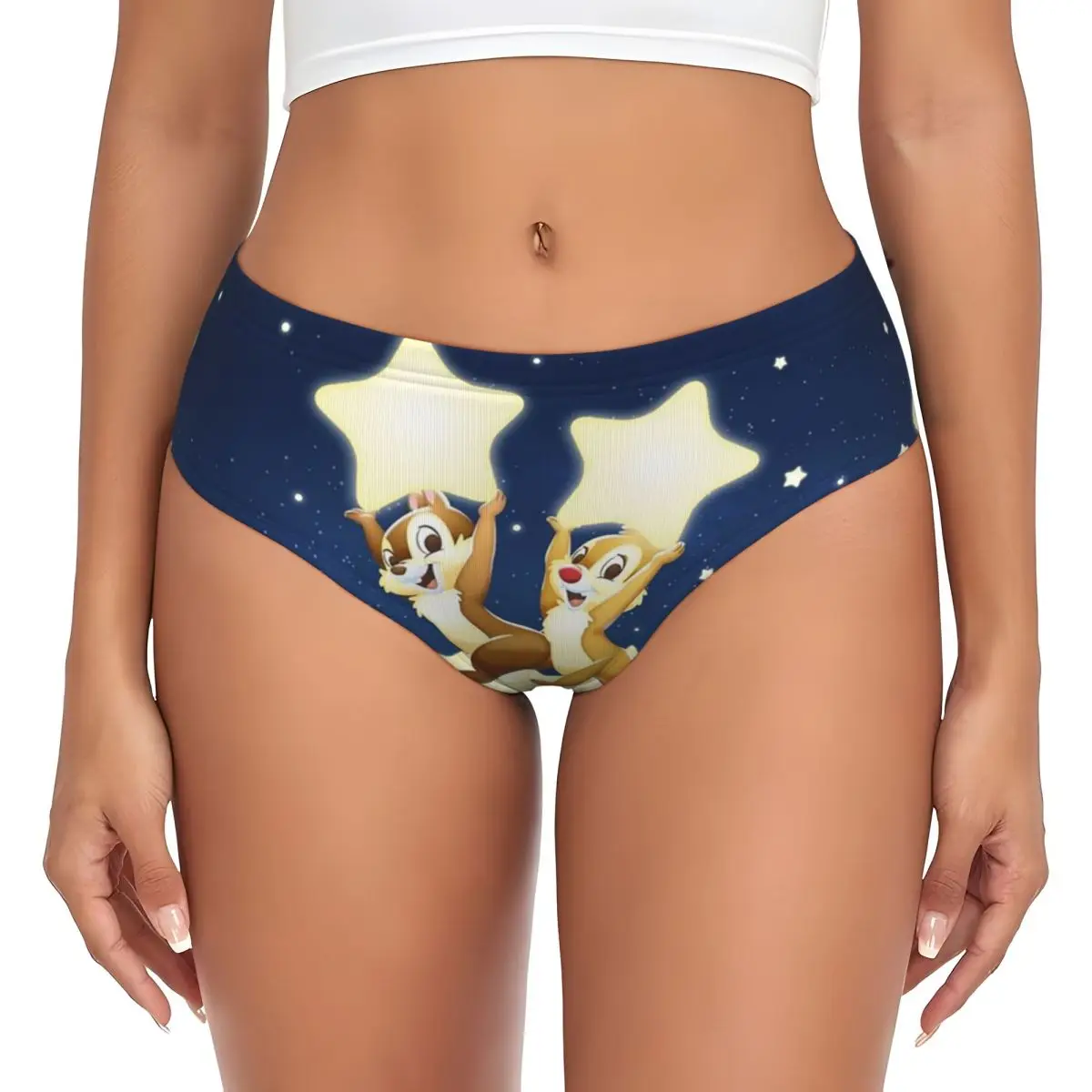 Custom Women Chip Dale Anime Star Panties Stretch Briefs Underwear