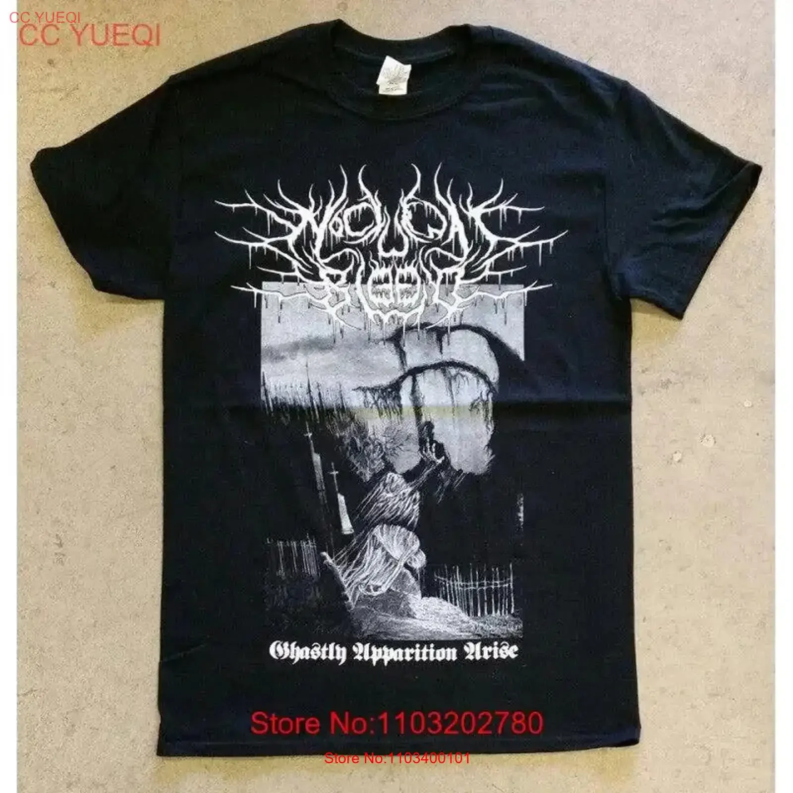 Футболка Nocturnal Blood US Ghastly Apparition Arise черная EN298, винтажная, с эффектом потертости, мужская, для повседневной носки, универсальная, дышащая