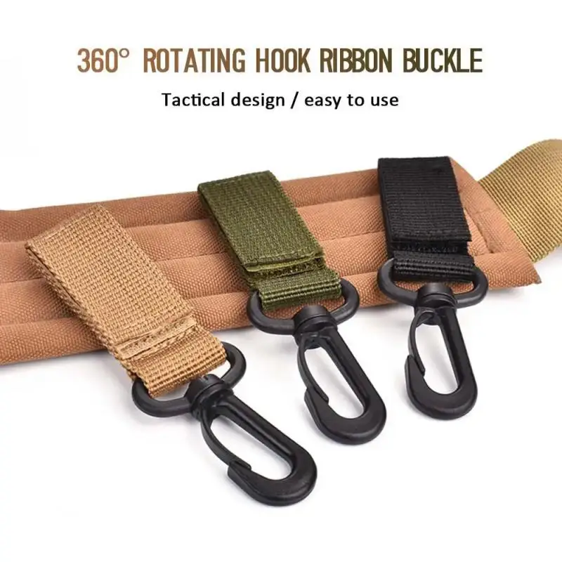 카라비너 벨트 버클 키체인, 360 회전 리본 걸이 키체인, 배낭 후크, 캠핑 하이킹 버클, 야외 도구