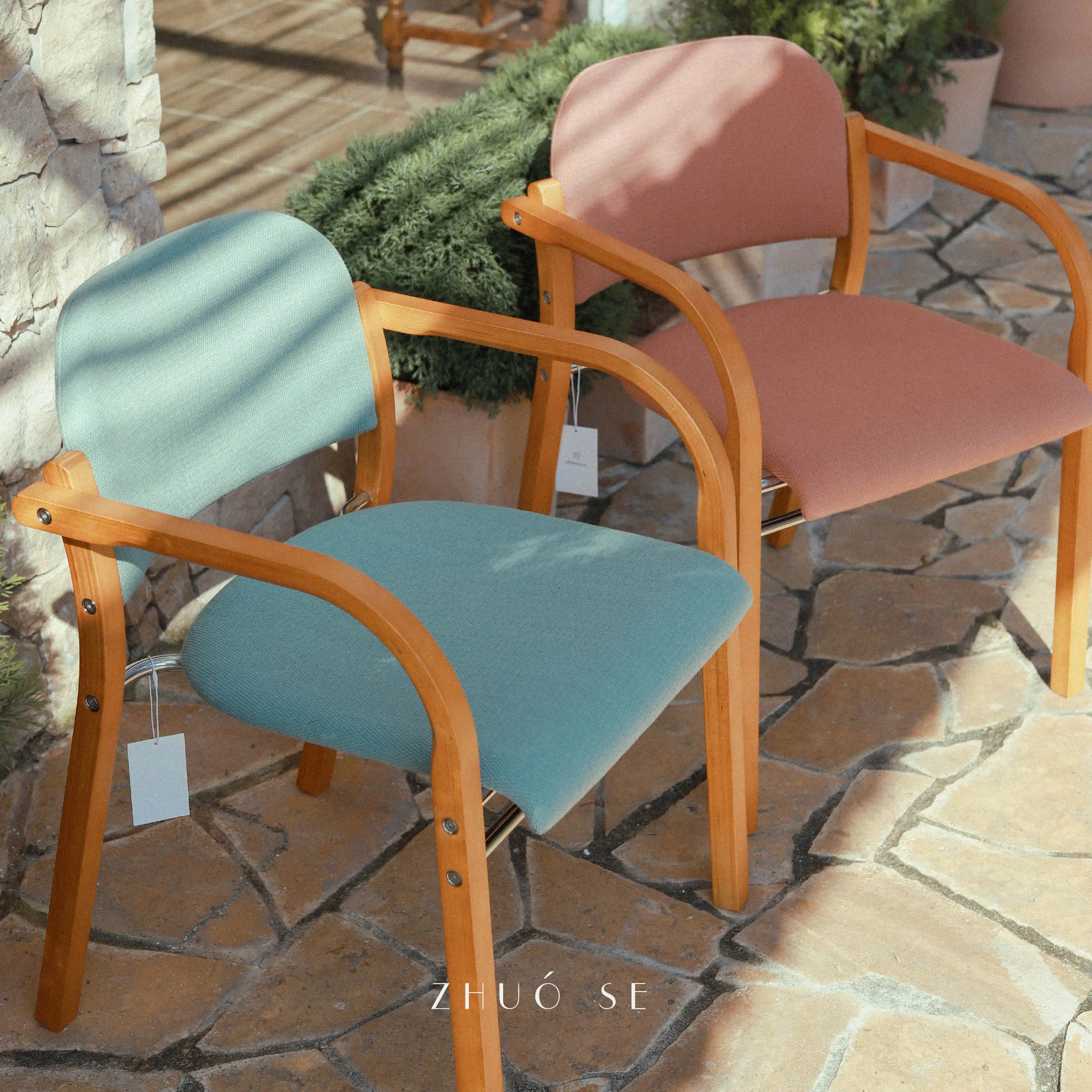 Coral chair contrasting color dining chair soft bag armrest back chair