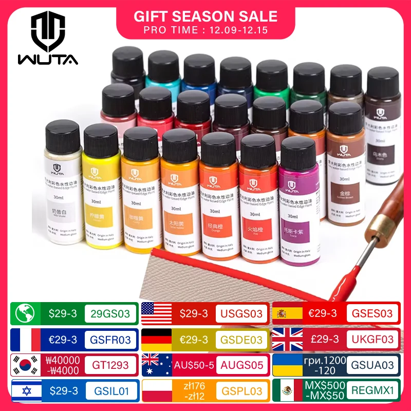 WUTA 30ml Professional Leather Edge Paint Oil Dye Edge Dressing Color Coats Leather Finish Supplies DIY Craft Leather Shoe Edges