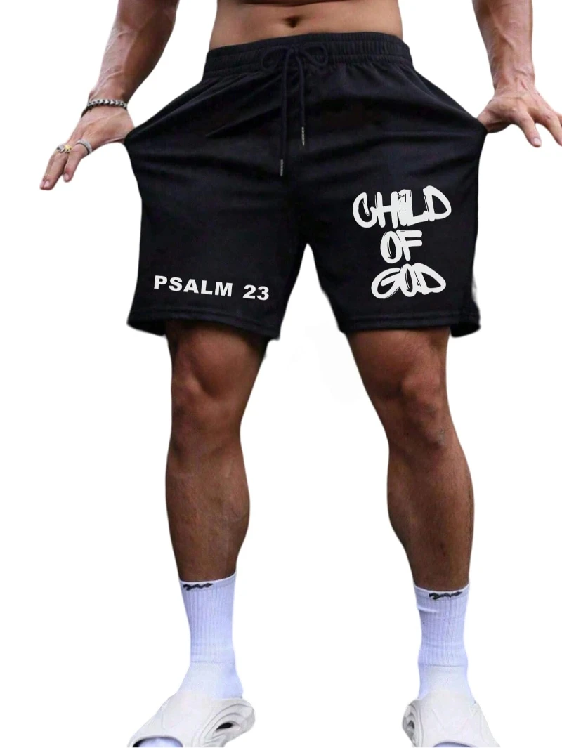 

Мужские шорты с завязками на талии и буквенным рисунком, летние повседневные спортивные шорты для тренировок в тренажерном зале, уличная одежда