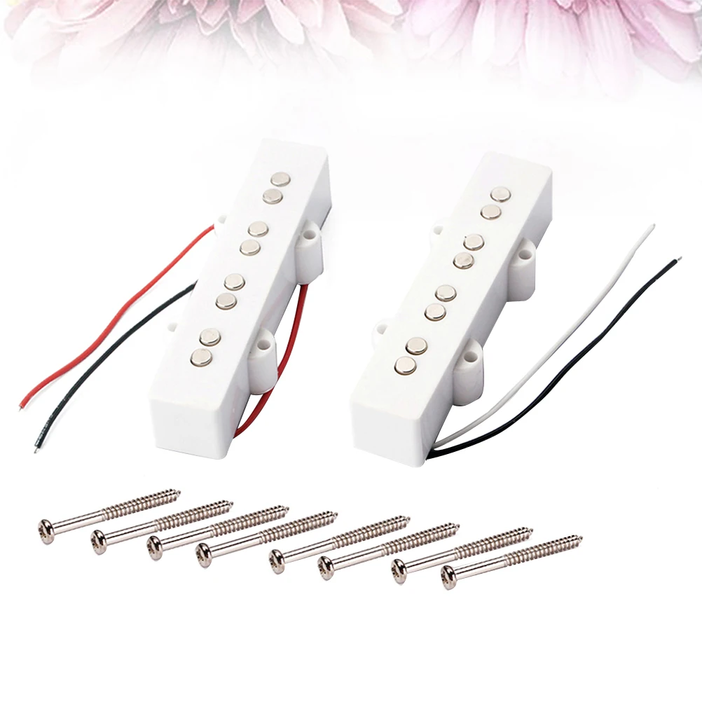 

4 String Bass Pickup Set Alnico V Magnets Medium Output Wax Potted Bridge Neck Replacement for Jazz Jb Bass Guitar Parts