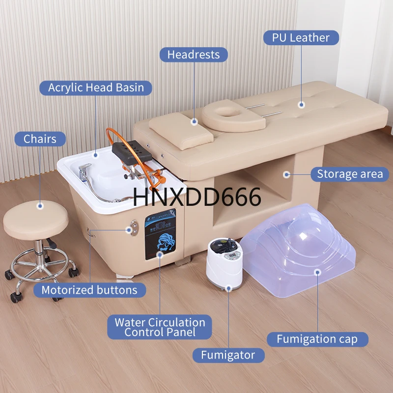 أثاث صالون فاخر مخصص سرير تدليك كهربائي يعمل بالدفع والسحب سرير سبا برأس ياباني