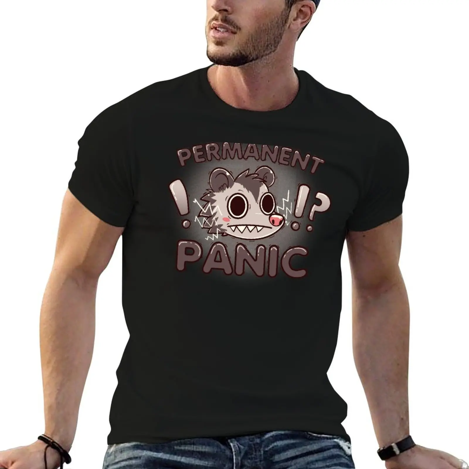 Permanent Panic Opossum T-Shirt All Match Print Short Sleeve Top