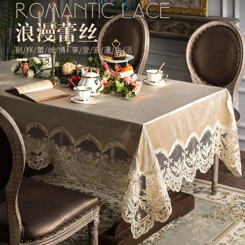 European Style Embroidery Lace Tablecloth for Home Wedding Room Decor Table Cloth Rectangle Table Cover Christmas Decoration