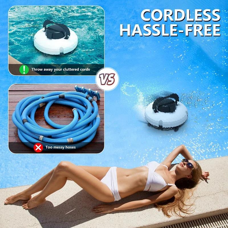 Fully Automatic Robot Pool Cleaner Intelligent Robot Pool Vacuum for Above Ground Pool Cordless Robotic Pool Cleaner Dual Motors view 6