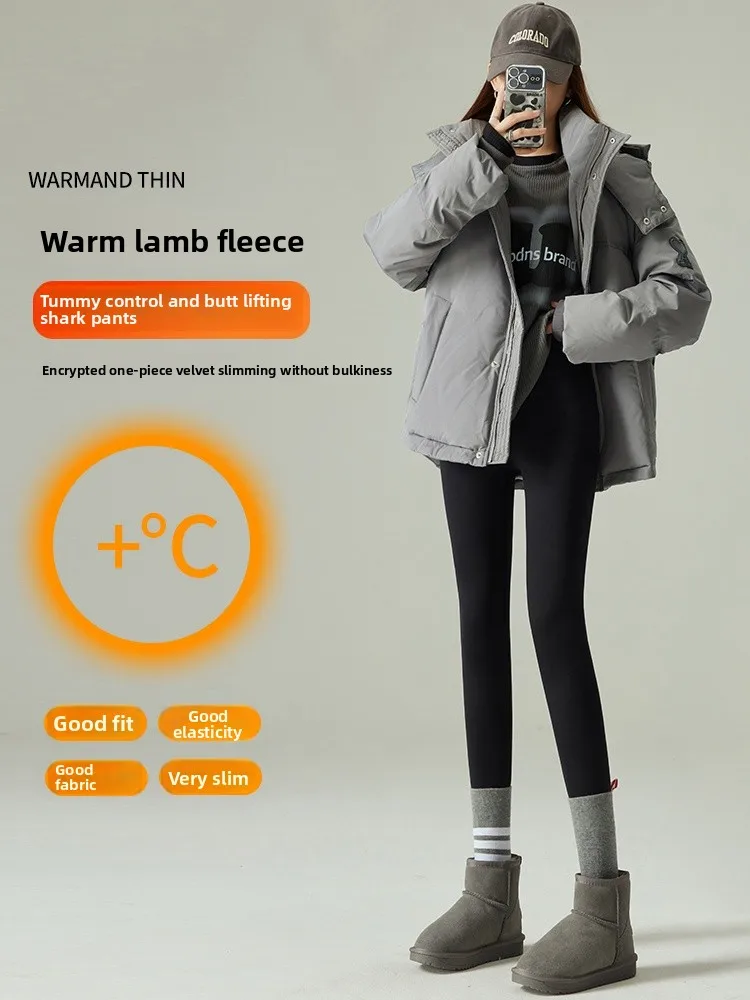 Women's High-Waist Fce-Lined Yoga Pants Autumn Winter Warm Slimming ark Pants Casual Long Pants Nylon Spandex Blend