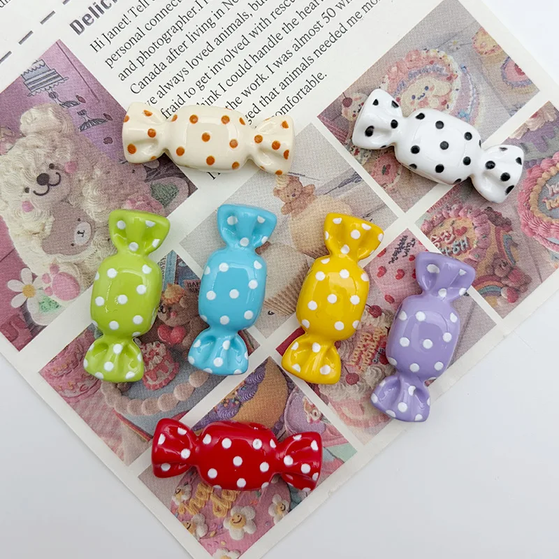 5PCS 28x11mm Acrylic Polka Dot Candy Beads DIY Handmade Diagonal Hole Loose Phone Strap Bag Charm Keychain Jewelry Accessories