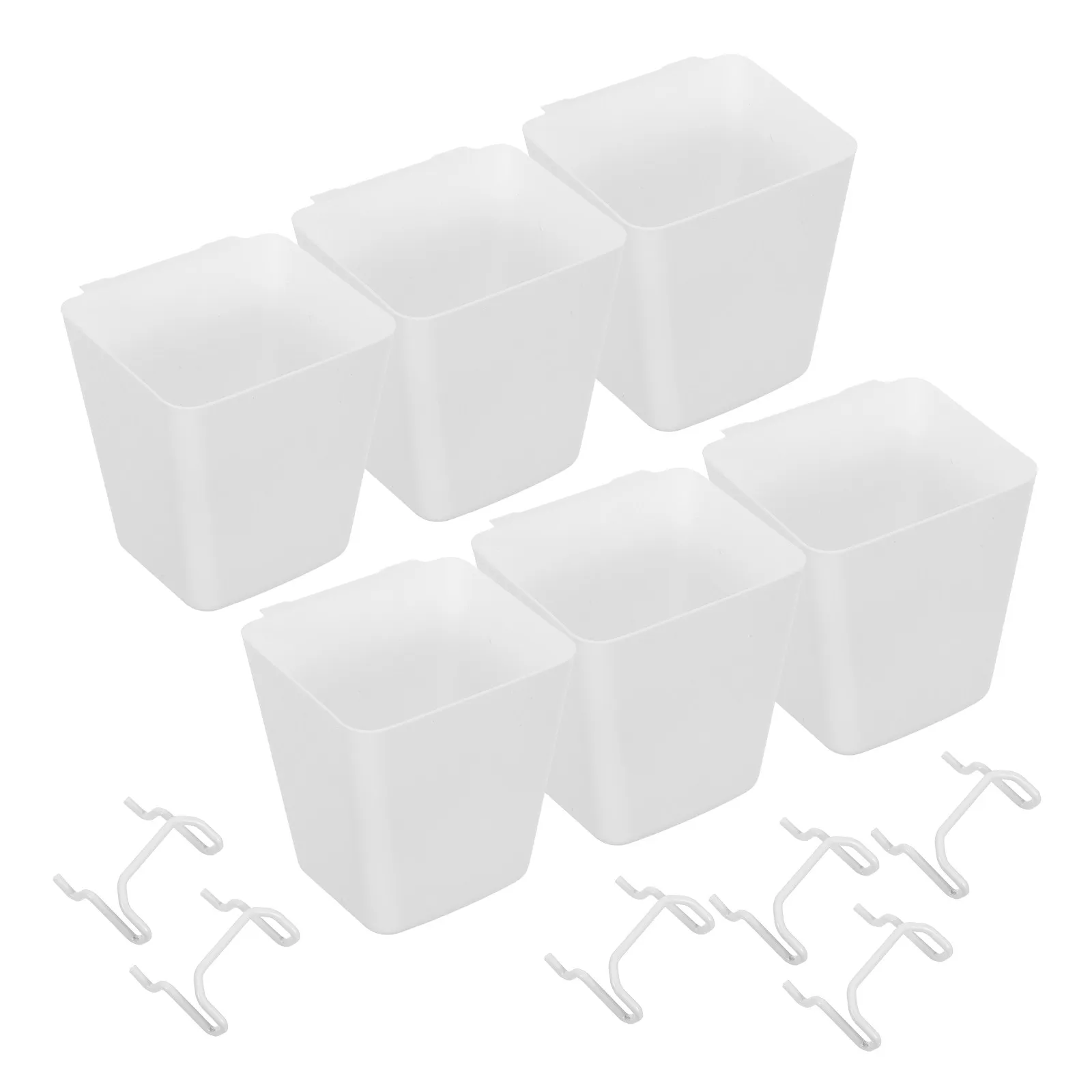 

6 Sets Pegboard Organizer Bin Plastic Small Storage Boxes Metal Hangers Adjustable Hooks for Garage Workshop Office Kitchen Wall