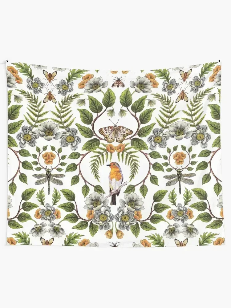 

Spring Reflection - Floral/Botanical Pattern w/ Birds, Moths, Dragonflies & Flowers Tapestry House Decor For Bedroom Tapestry