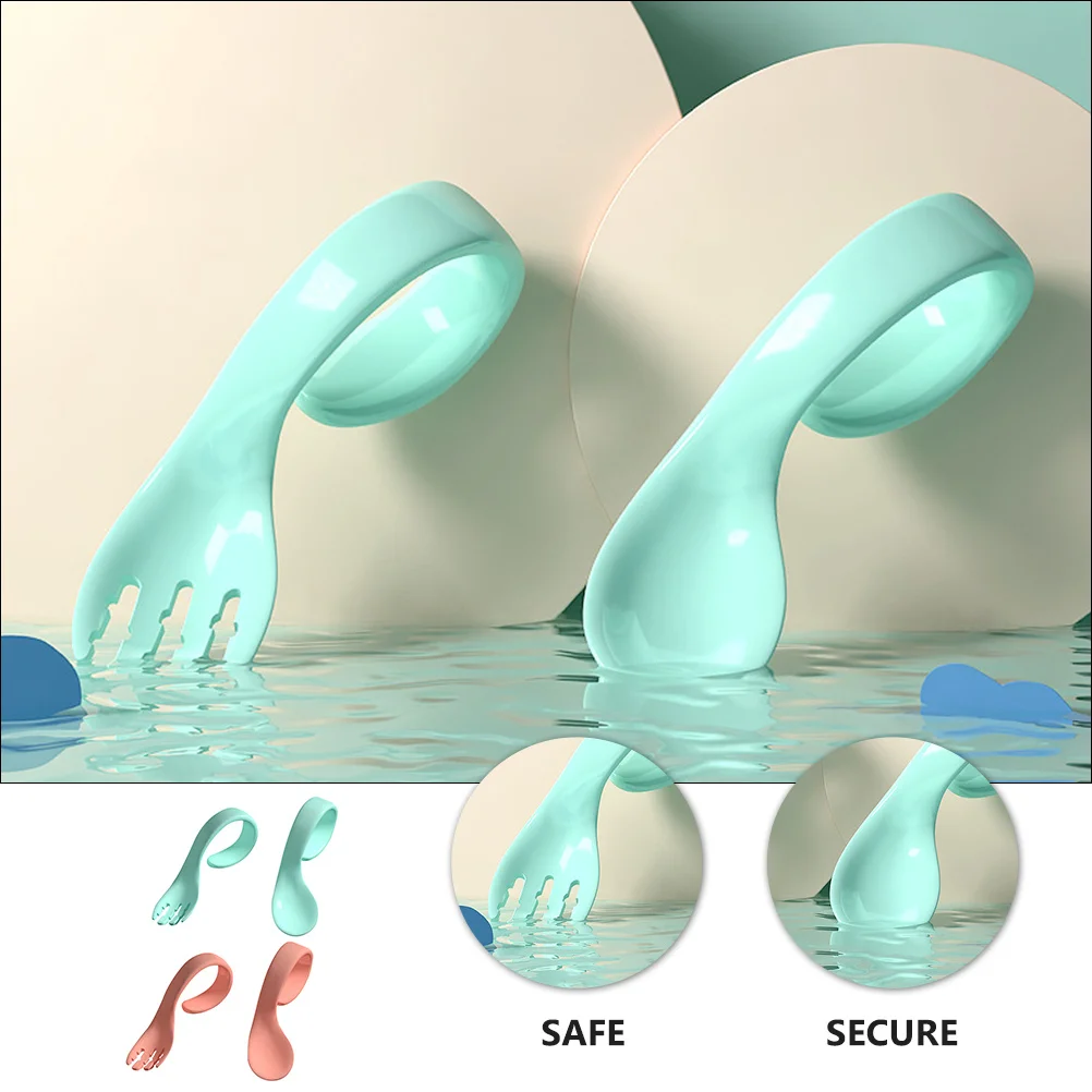 

4 шт., набор посуды для малышей, детские ложки, вилки, пищевой ПП, противоскользящая ручка, обучающая посуда для детей, безопасная детская ложка