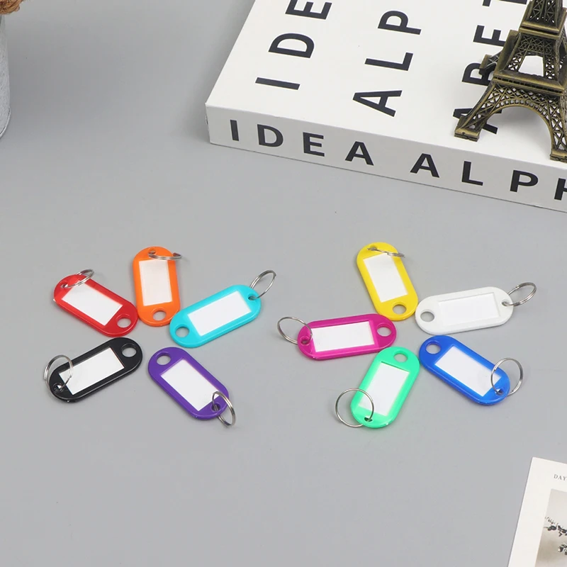 50Pcs Colorful Keychain Key Tag Label ID Name Room Address TEL Number Marker Key Tag Baggage Tag With Split Ring