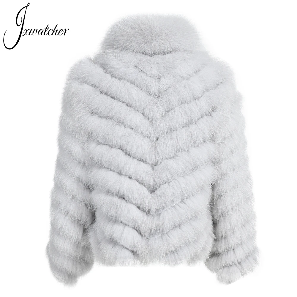 Jxwatcher Real Fox Fur Coat Silk Liner Reversible Wear Jacket Women Winter Warm Custom Luxury Smooth High-Grade Fur Coat Lady