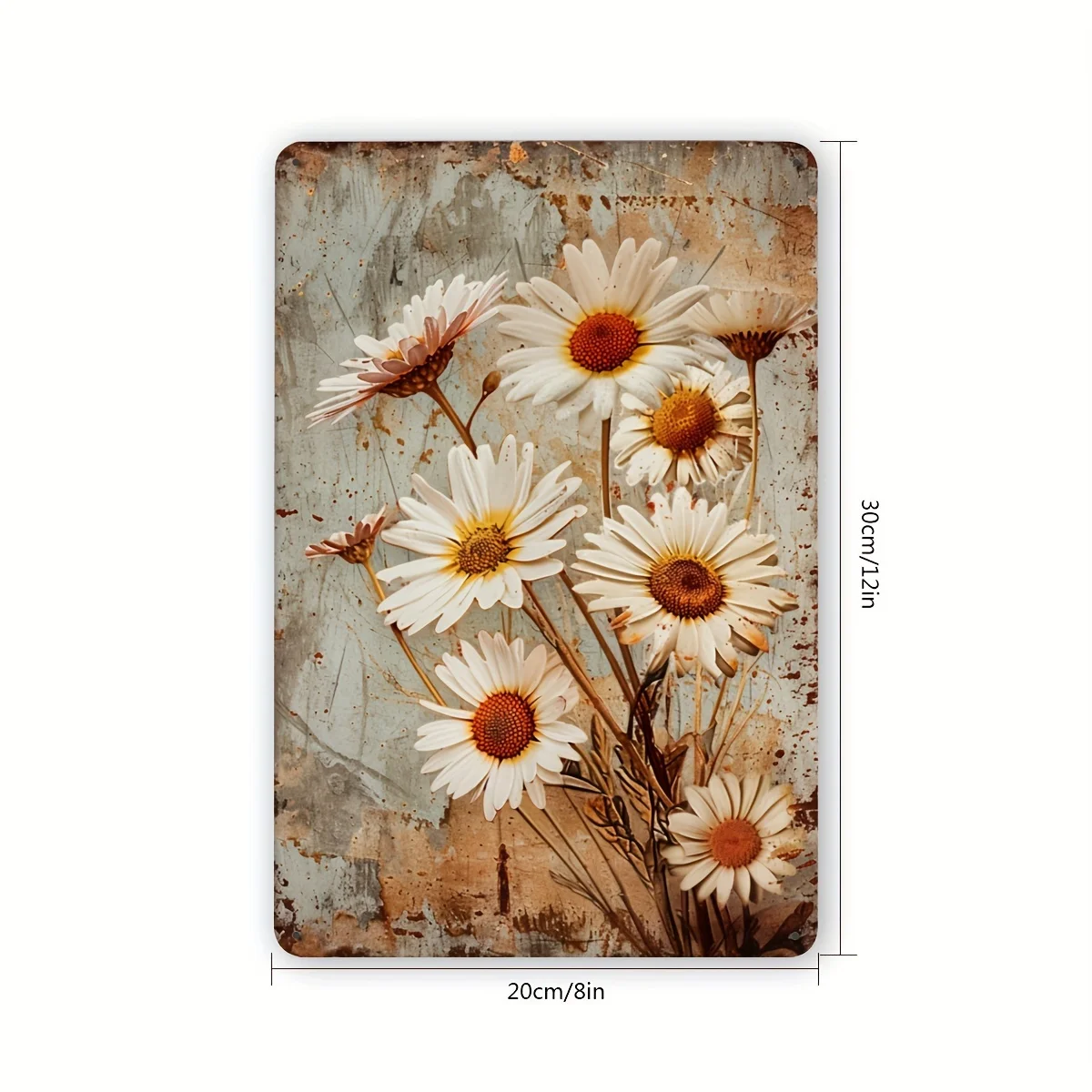 Vintage Daisy Metal Tin Sign - Rustic Wall Art with Realistic Floral Design, Perfect for Indoor & Outdoor Decor in Home, Cafe,