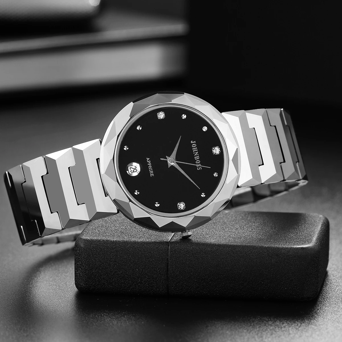 

JS круглые тонкие вольфрамовые стальные ремешки с датой, водонепроницаемые часы, мужские швейцарские кварцевые часы с сапфировым стеклом, деловые часы