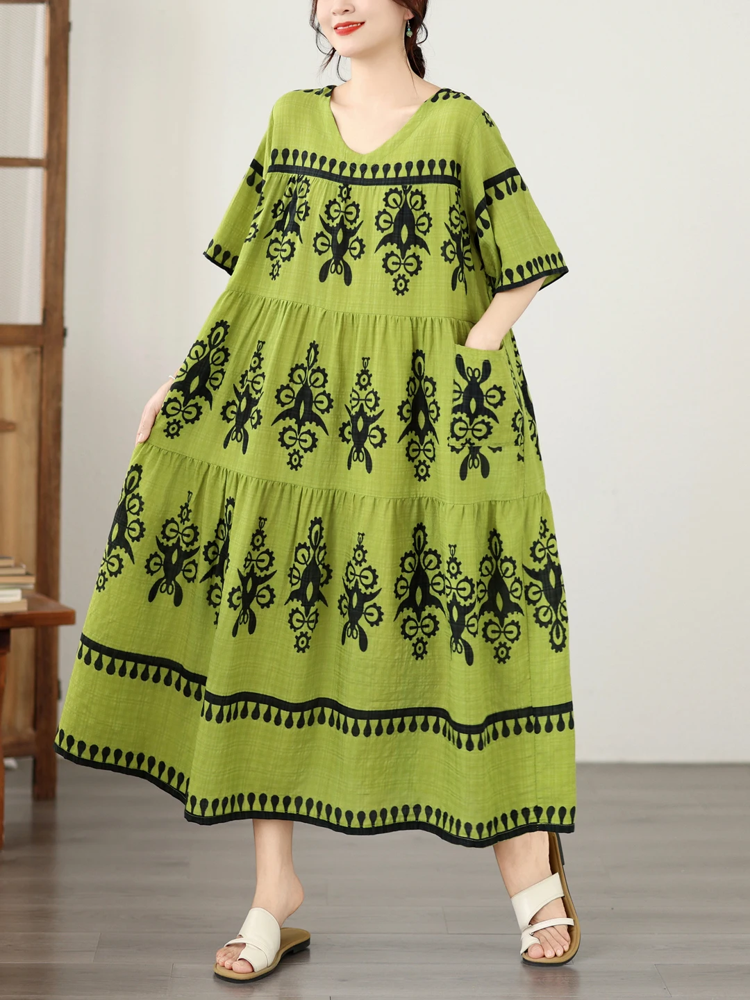 Summer Green Clothing - Elegant Loose Green Dress Summer 2026