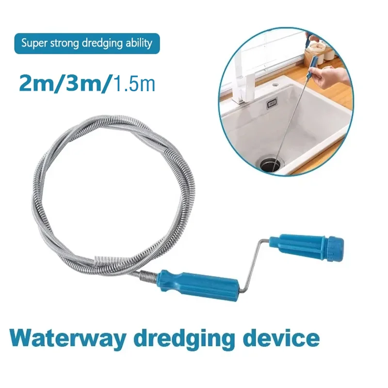 

1.5m/2m/3m Hand Crank Spring Pipe Dredging Tool Sewer Pipe Unblocker Kitchen Bathroom Sink Drain Clog Remover Anti Clogging