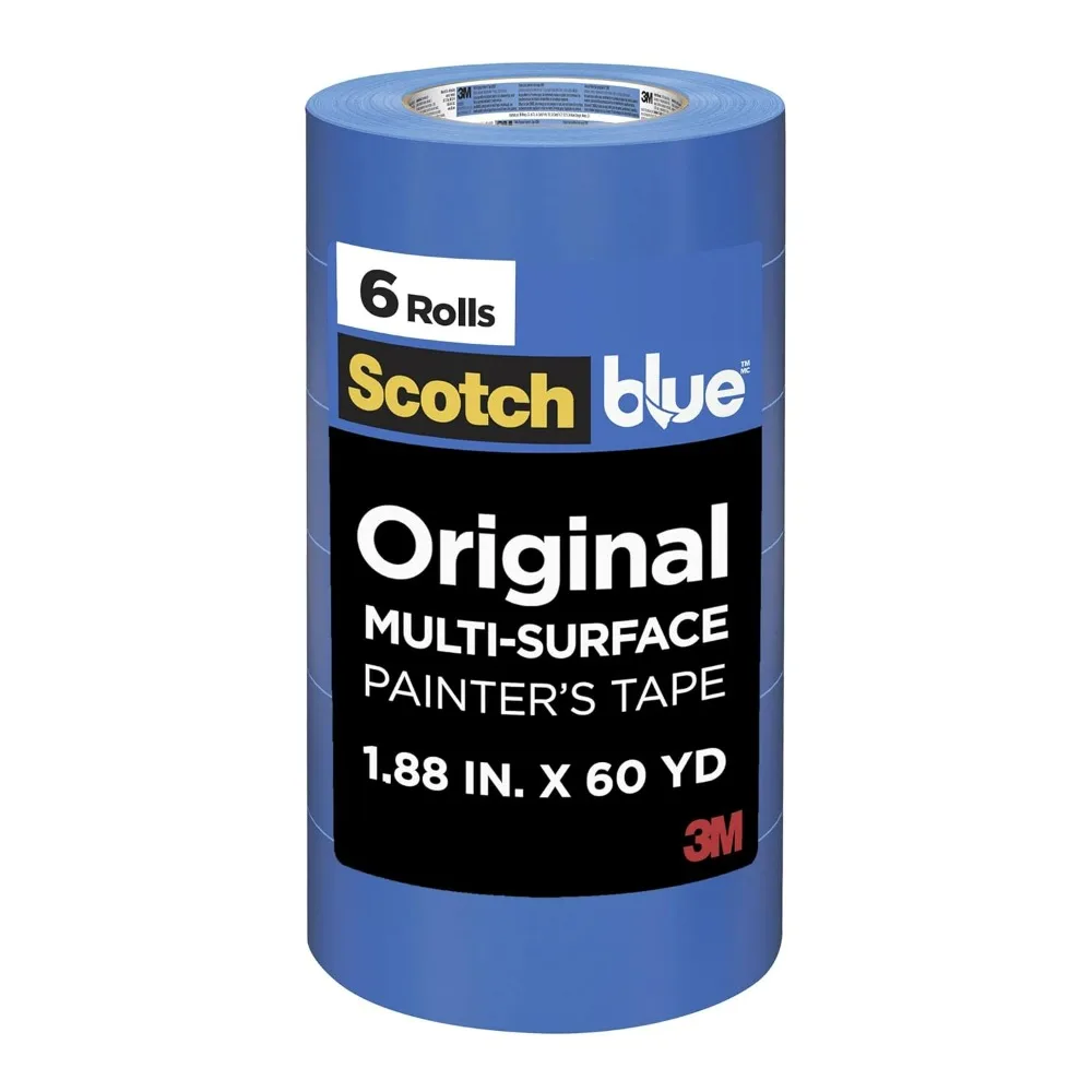 ScotchBlue Original Multi-Surface Painters Tape 2 Inch Wide 1.88 in x 60 Yds 6 Rolls Blue Masking Tape Easy Removal Surface Prot
