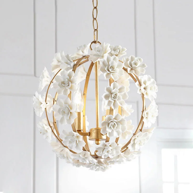 Retro Vintage Royal Empire Ball Style Big Led white flower Modern Chandelier Lamp Lustres Lights For Living Room bedroom hall