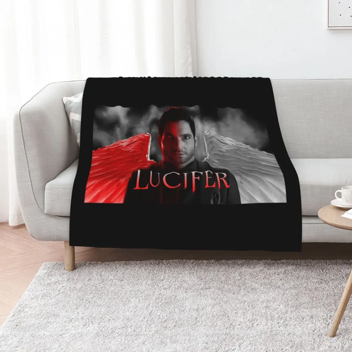 

Lucifer Half Devil Face Throw Blanket Warm Comfortable Blanket Gift for Parents Friends