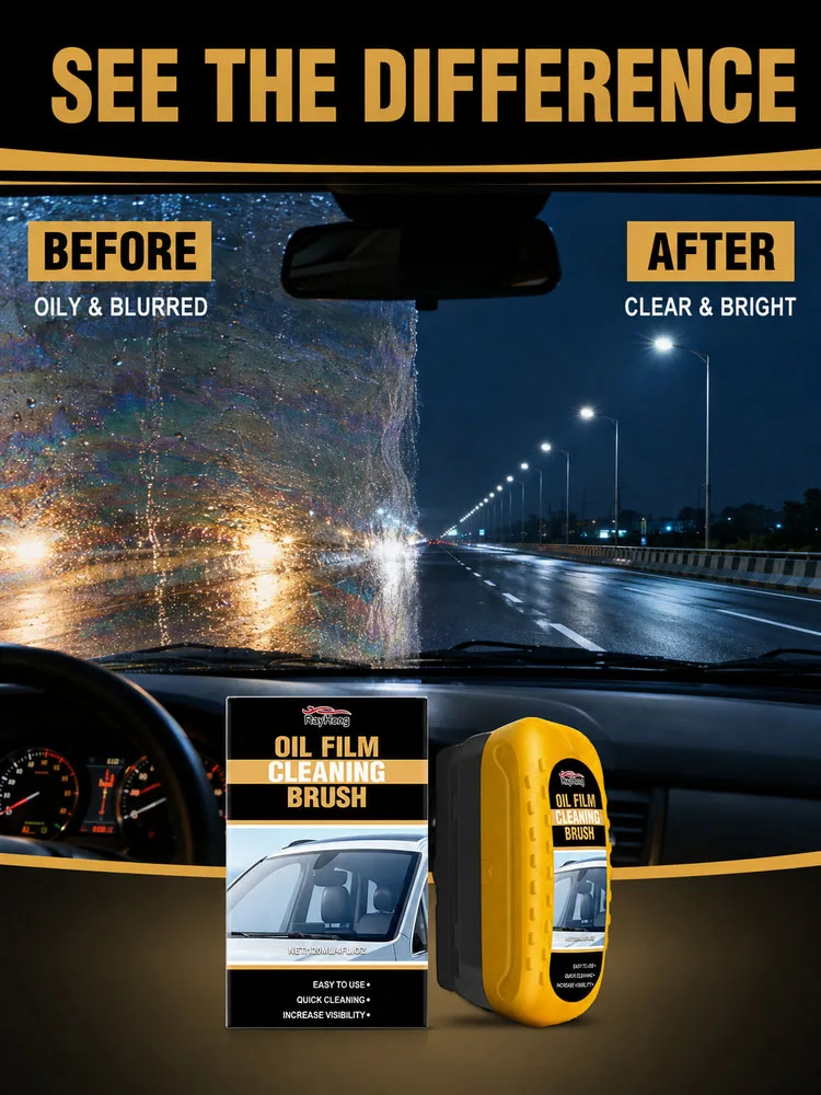 Car Glass Oil Film Remover Brush Windshield Deep Cleaning Tool Rainproof Hydrophobic Coating Auto Window Care