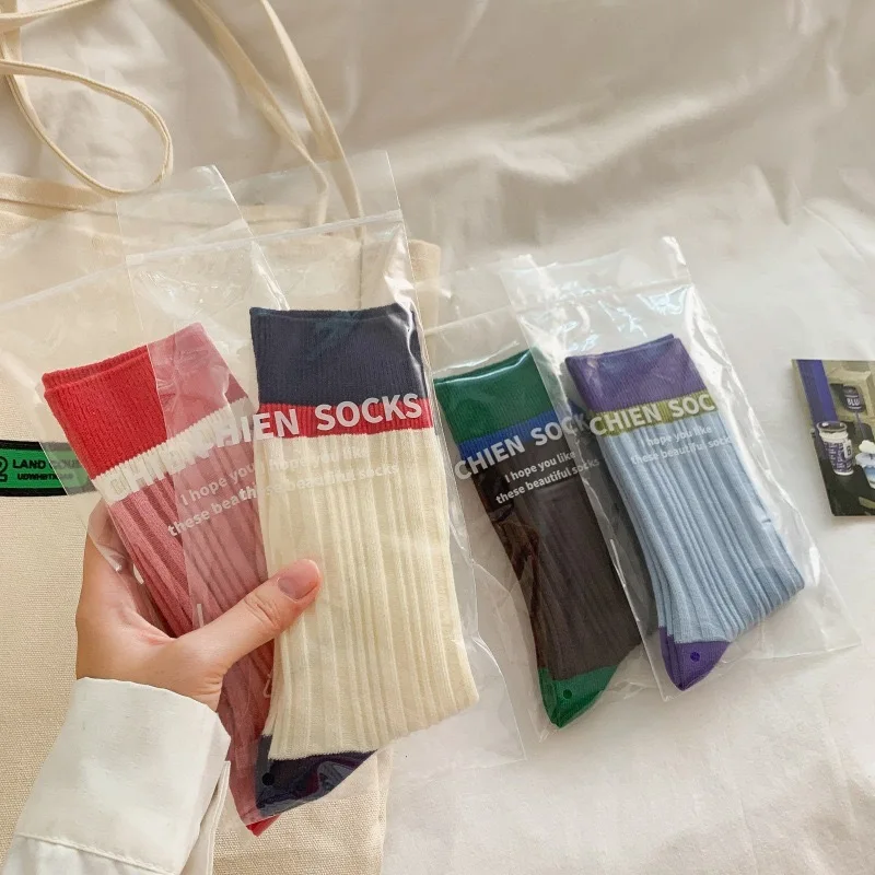 남녀공용 단색 양말 쌓기, 가벼운 양말, 럭셔리, 인터넷 유명인 모델, 컬러 매치, 트렌드 양말, 2 켤레