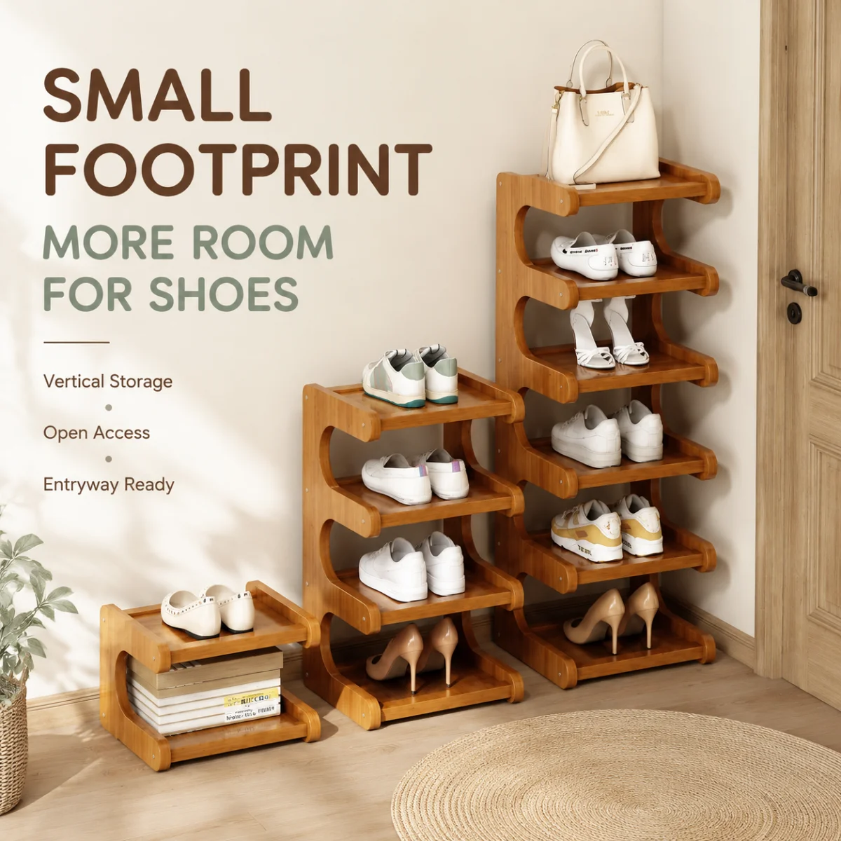 Compact Shoe Rack for Small Narrow Doors, Home Use, Rental Apartments, Dormitories, Multi-functional Storage Organizer