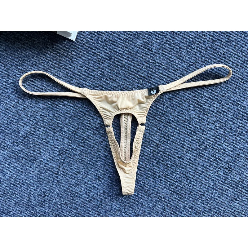 Penis Hole G-string Men Sexy Cock Ring Underwear Erotic Lingerie Low Rise T-back Thongs Ice Silk Underpants Open Butt Panties image 4