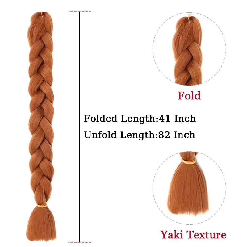 82in PreStretched Synthetic Kanekalon Crochet Hair Braiding XPresssion Braids Extensions Jumbo Braids Pink Grey Hair For Women