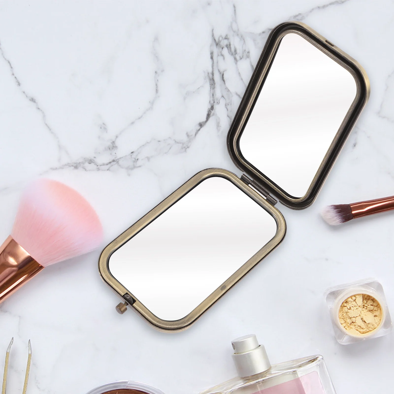 

Makeup Mirror Metal Personal Mirrors Small Compact Travel Vanity Portable Folding