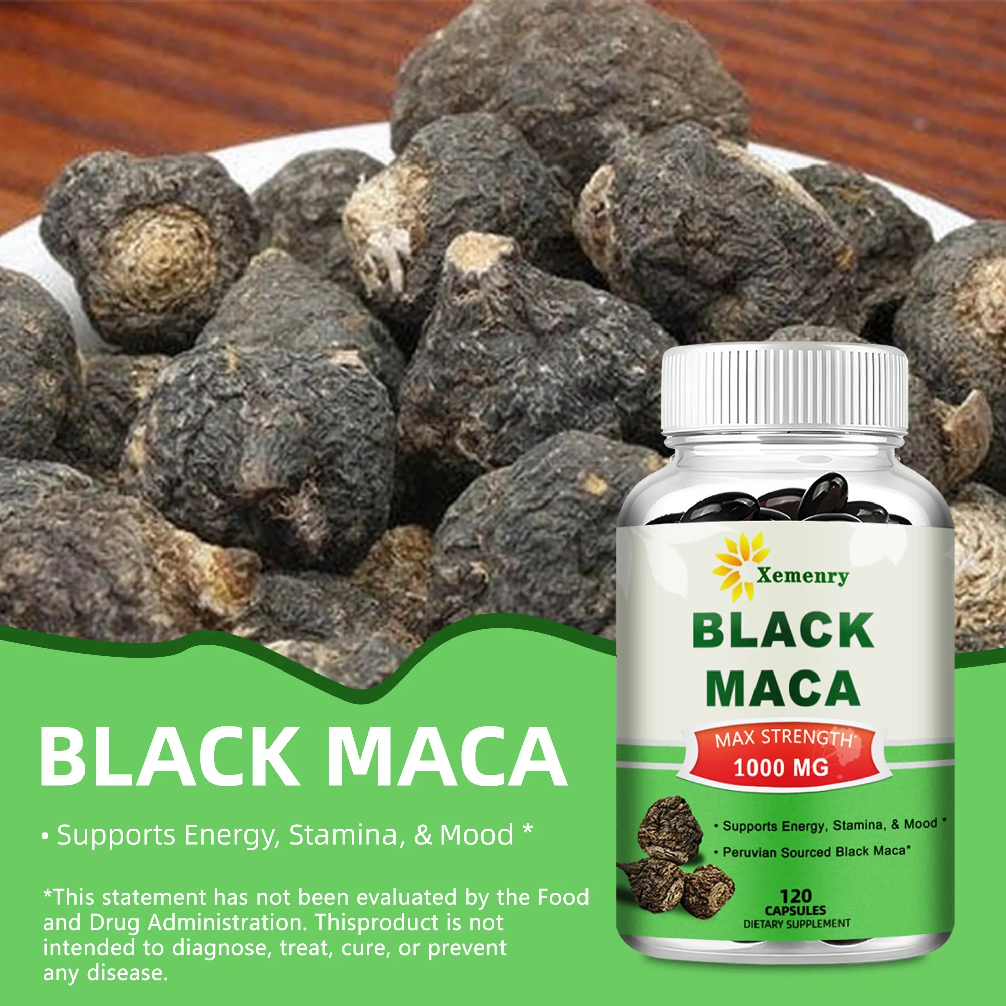 Black Maca - زيادة الحجم والتحمل، وتحسين الحيوية، وتخفف التعب - 120 كبسولة #3