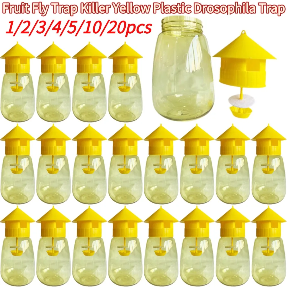 Fruit Fly Trap Killer Yellow Plastic Drosophila Trap Fly Orchard Anti Fruit Catcher Pest Fly Trap Fly Catcher Pest Control Tools